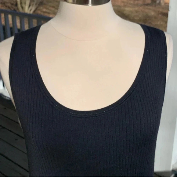 Lafayette 148 Women's XL Trim Modern Ribbed 100% Wool Tank Top Sweater Navy Blue - Picture 4 of 7